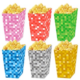 Pixel Birthday Party Popcorn Boxes Pixel Theme Party Treat Box Video Game Theme Gift Treat Bags for Boys Girls Gamers Birthday Supplies