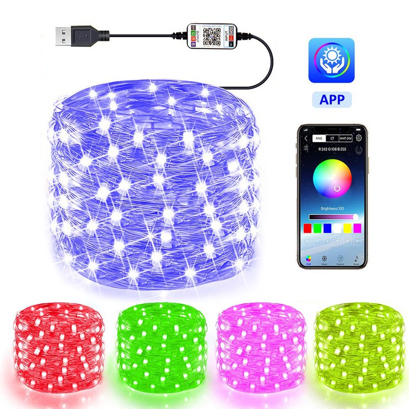 String Lights USB Powered Changing Twinkle 66 FT 200 LED