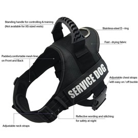 Fairwin Service Dog Vest-No-Pull Dog Harness with Handle Adjustable Reflective Patches in Training Vest Harness for Small Medium Large Breed Outdoor Walking