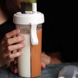 Qiilu - Botella de agua de 600 ml, innovadora botella de agua de doble uso, para el hogar, al aire última intervensión, camping, deportes ()