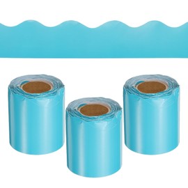 QUARKZMAN 3 Roll Bulletin Board Border, 98.4 Feet Wavy Border, Decorative Rolled Classroom Borders for Bulletin Board, Home, Classroom, Office Decoration, Blue