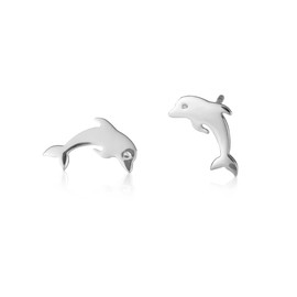 namana Dolphin Stud Earrings for Women Teen Girls 925 Sterling Silver Cute Animal Shaped Small Stud Earrings for Kids Dolphin Design in Silver or Gold Plated Silver, Sterling Silver