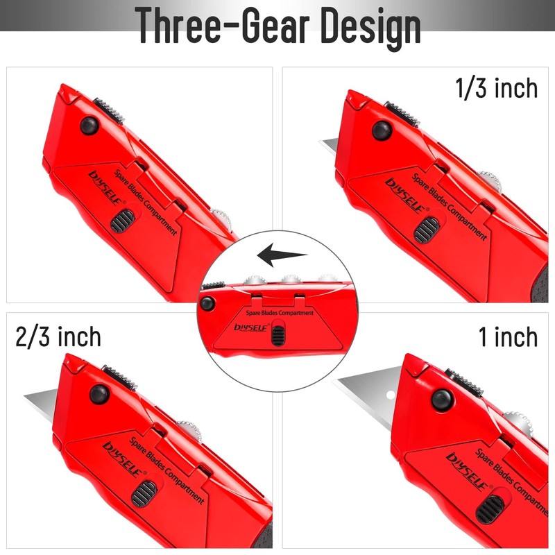 DIYSELF Knife Box Cutter Retractable, Heavy Duty Razor Knife with
