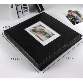 RECUTMS Photo Album 4x6 Holds 500 Photos Black Inner Page Button Grain Leather Larger Capacity Horizontal and Vertical Photos Wedding Pictures Album Birthday Christmas Baby Family Photo Book(Black)
