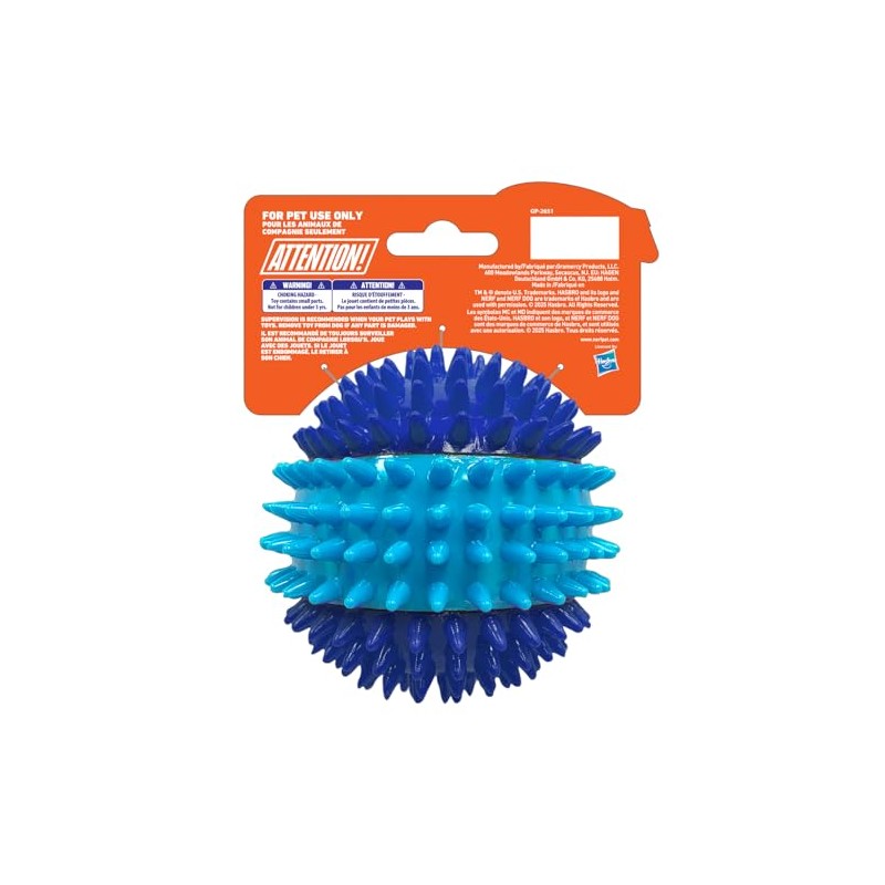 Nerf Dog 3.7in TPR 3-Part Spike Squeak Ball Dog Toy