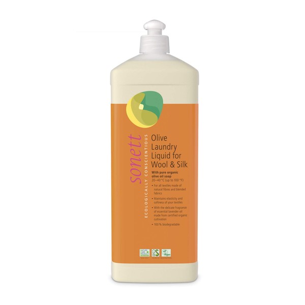 Sonett Organic Olive Laundry Liquid for Wool and Silk, Sensitive skin 34 oz/1L (Olive Laundry Liquid for Wool and Silk)
