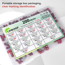 CPROSP Capacitor Set 400 V 630 V 23 Value Capacitors Polypropylene 1nf 10nf 22nf 47uf 330nf 470nf 1uf, Capacitor Kit with Storage Box, Foil Capacitors Assortment