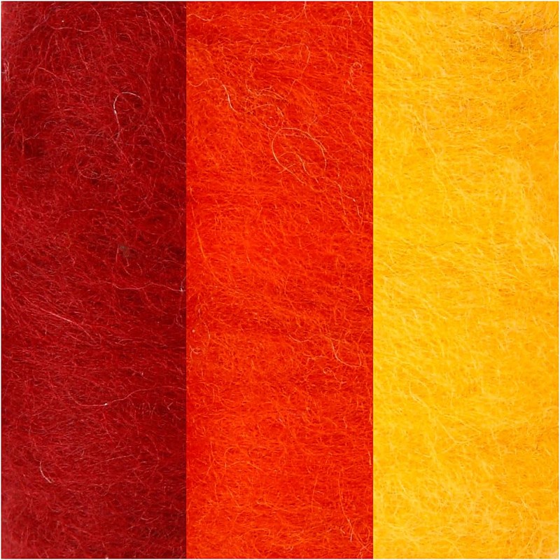 Lana cardata, armonia giallo/arancione, 3x10g
