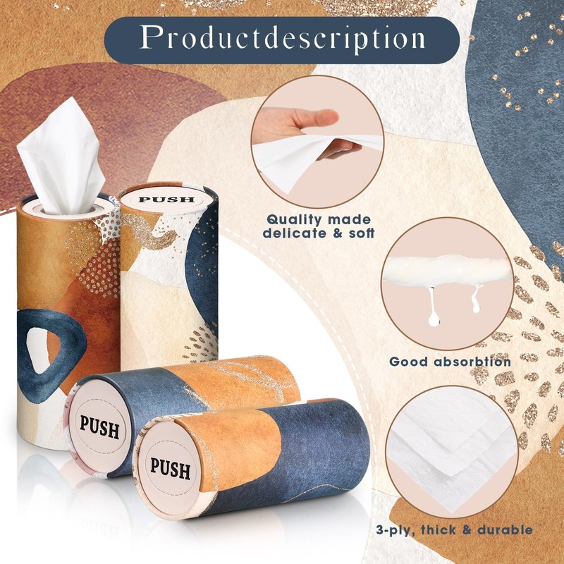 Outus 12 Pcs Boho Car Tissues Cylinder Holder with 3