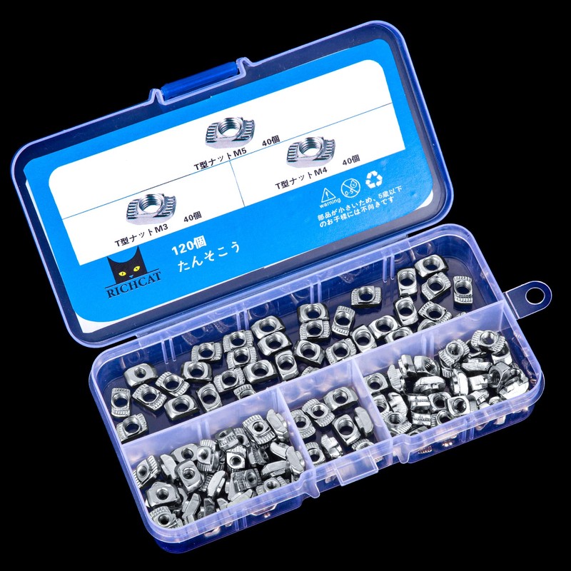 120pcs T Nut T Shape Nut T Groove Nuts M3