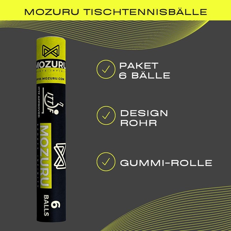 MOZURU - Pack of 6 Professional Table Tennis Balls -