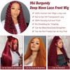 Nsvnsv 30 Inch Burgundy Wig Human Hair 99j Burgundy 13x6