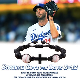 Big Brother Gift, Baseball Equipment Cross Bracelet for Men with Baseball Easter Basket Catholic Religious Gifts Confirmation Christian Jewelry