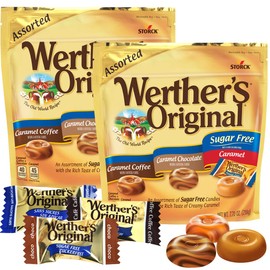Werther's Original Caramel Hard Candy Assorted Flavors, 2 Pack of Individually Wrapped Sugar Free Werther's Hard Candy, 7.7oz Each, Perfect Werthers Candy for Sharing or Stocking Up