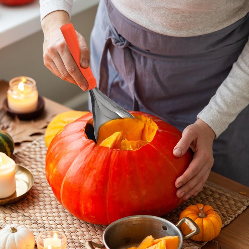 MAGICLULU Pumpkin Scraper Serrated Spoon Pumpkin Core Remover Scoop Stainless