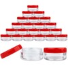 (Quantity: 25 Pieces) Beauticom 5G/5ML Round Clear Jars with RED