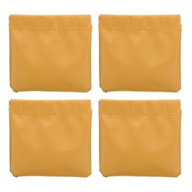 PATIKIL Pocket Cosmetic Bag, 4Pcs 4.5x5 Waterproof Mini PU Leather Makeup Bag for Women Travel Toiletry Bag Coin Pouch No Zipper Self-Closing Portable Squeeze Makeup Pouch, Yellow