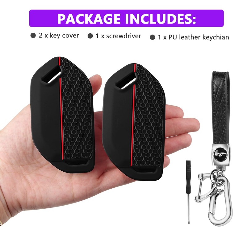 QBUC for 2PCS Kia Key Fob Cover with Keychain Soft