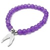 Angel Wings Charm Bracelet, 6mm Purple Crackle Glass Beads with