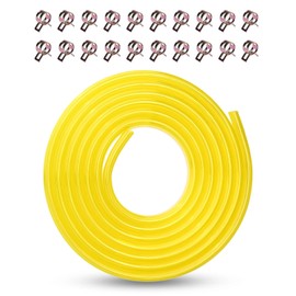 6 mm PU Fuel Gas Line Petrol Hose 1/4 Inch Polyurethane Hose 3 Metres for Lawn Mowers ATV Go-Kart Dirt Bike Small Engine with 20 Clamps (Yellow, 6 mm x 8 mm)