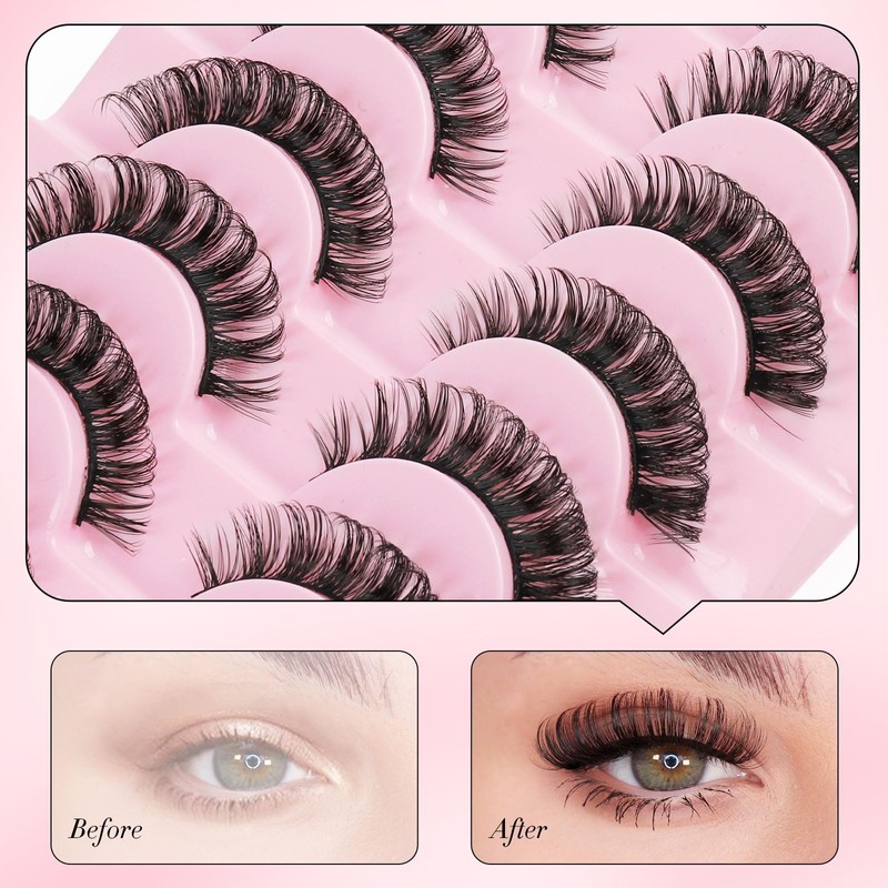 False Eyelashes Natural Russian Lashes D Curl Cat Eye Lashes