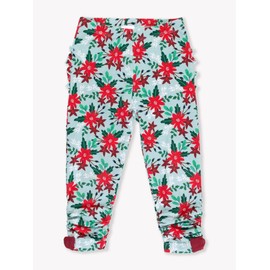 RuffleButts Season's Greetings Baby Ruched Bow Leggings - 12-18m