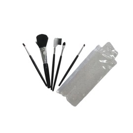 Professional Makeup Brush Set, 5 Piece Collection with Travel Bag, Black