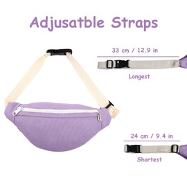 Kids Bumbag, Canvas Fanny Pack for Kids Crossbody Waist Bag for Unisex Toddler Boys Girls (Purple)