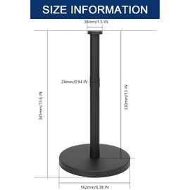 NearMoon Standing Paper Towel Holder, Kitchen Paper Towel Tissue Holder- for Bathroom Countertop, Standard or Jumbo-Sized Roll Paper (with Stainless Steel Base, Matte Black)