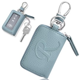 VEISEN Smart Key Case, Men's, Initial Embossed, Clear Window, Key Holder, Microfiber Leather, Car Cover, Women's, Car Key Case, 1 Interior Pocket, Fashion, Simple, blue, S
