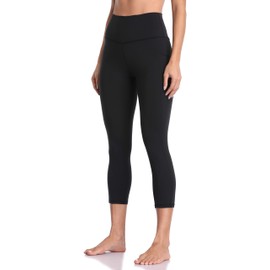 Colorfulkoala Women's High Waisted Yoga Capris 21" Inseam Leggings with Pockets (XS, Black)