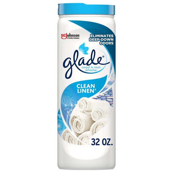 Glade Carpet and Room Refresher, Deodorizer for Home, Pets, and Smoke, Clean Linen, 32 Oz