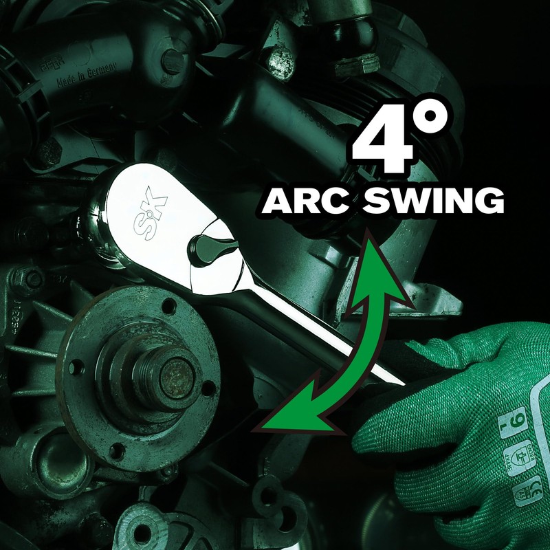 SK 1/4" Drive Ratchet Handle, Pear Head, 90-Tooth Ratchet, Alloy