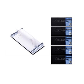 KÜSSNER A0180-900518 Hand Sander Set of 5 Sanding Mesh Lines: Length 28 cm, Width 11.5 cm, Grain 180, Sanding Block with Metal Clamping Handles: Length 22 cm, Width 10.5 cm, White