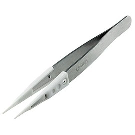 Hozan P-646-C Ceramic Tweezers, Total Length: 5.0 inches (127 mm), Opening Width: 0.4 inches (10 mm), Tip Width: 0.03 inches (0.8 mm)