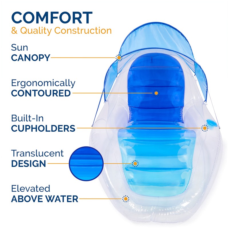 Swimways Dry Float Shadester Pool Float, Translucent Inflatable Recliner Chair