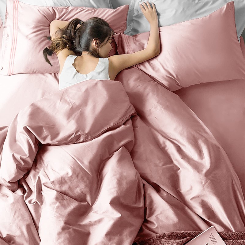 EaseHome Pink Queen Size Sheets Set - 1800 Thread Count