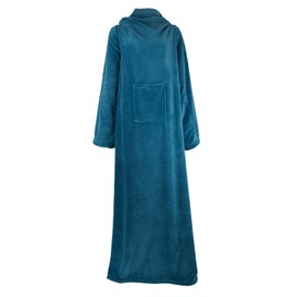 PAVILIA Premium Fleece Blanket with Sleeves for Women, Men, Adult | Warm, Cozy, Extra Soft, Microplush, Functional, Lightweight Wearable Throw (Teal Blue, Regular Pocket)