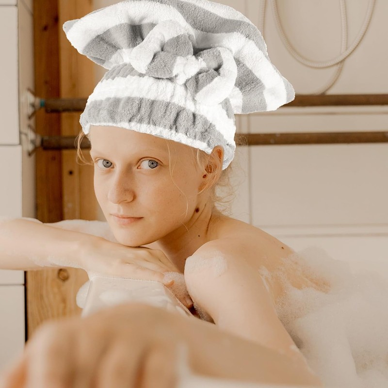 Toalla de Microfibra para Secar el Cabello, 2 Piezas, Gorro