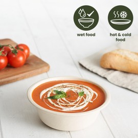 HAAGO 300 Environmentally Friendly Sugar Cane Bowls Biodegradable & Compostable - Like Cardboard Bowls, Disposable Bowls for Hot and Cold Food - 500 ml