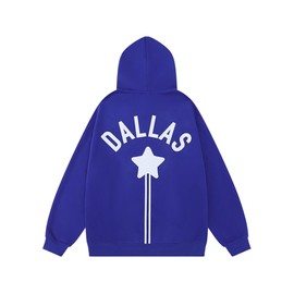 Aelfric Eden Oversized Graphic Hoodies Unisex City Vintage Hooded Sweatshirt Pullover Streetwear Clothes with Pocket Dark Blue