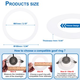 PATIKIL Metallic Goof Trim Ring, 1 Piece 3.94" OD 3.19" ID Round Ceiling Light Ring Trim for Recessed Lighting Cover, Matte White