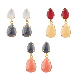 Efulgenz Multipack of 3 Bridal Crystal Earrings for Women Drop Dangle Earrings Austrian Crsytal Earrings Statement Jewelry Cubic Zirconia Earrings for Women, Metal, No Gemstone