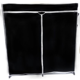 ATHome Lightweight, Durable, Sturdy, Dust and Moisture Proof, Easy Open T-Zipper, Portable Closet Wardrobe, 60 inches, Black