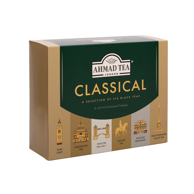 Ahmad Tea Black Tea, Classic Selection Pack Teabags, 60 Foil