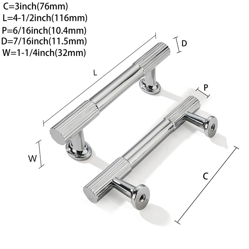 khtumeware 3 Inch Hole Center 5 Pack Polished Chrome Heavy