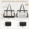 Keyli 3pcs Laptop Bag for Women,15.6 Inch Canvas+Leather Laptop Tote
