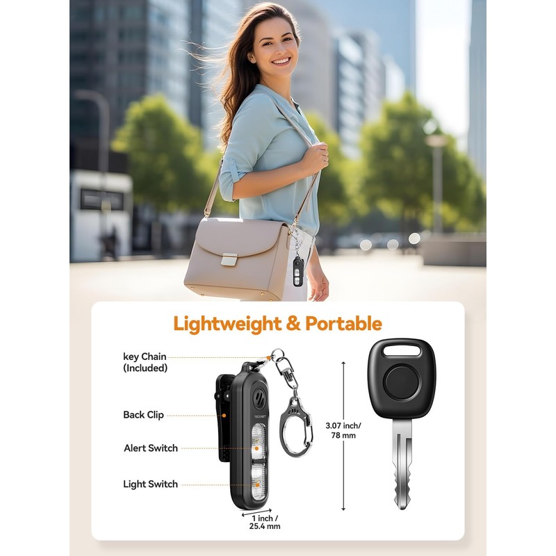 TECKNET Personal Safety Alarm 135dB with SOS Strobe Light for