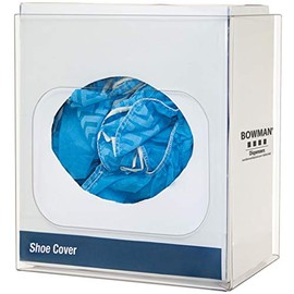 Protective Wear Dispenser - Shoe Cover Holds one Box of Shoe Covers Keyholes for Wall mounting Clear PETG Plastic Made in The USA Dims: 6.98"L x 10.51"W x 10.35"H