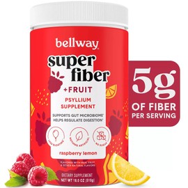 Bellway Super Fiber Fruit, Psyllium Husk Powder Fiber Supplement, Raspberry Lemo